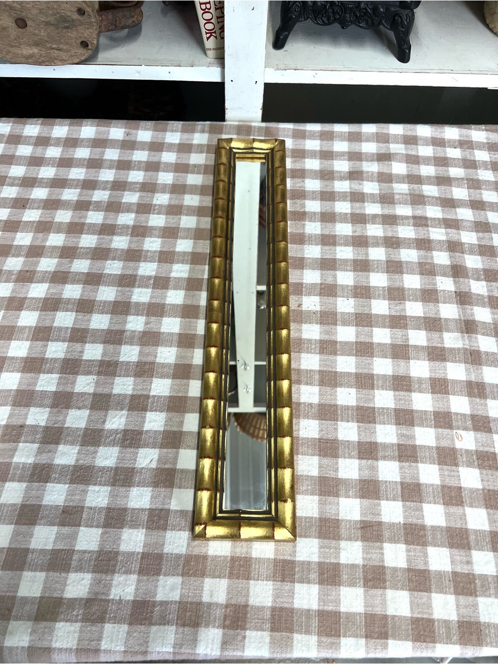 Vintage gold resin mirror bamboo style wall decor